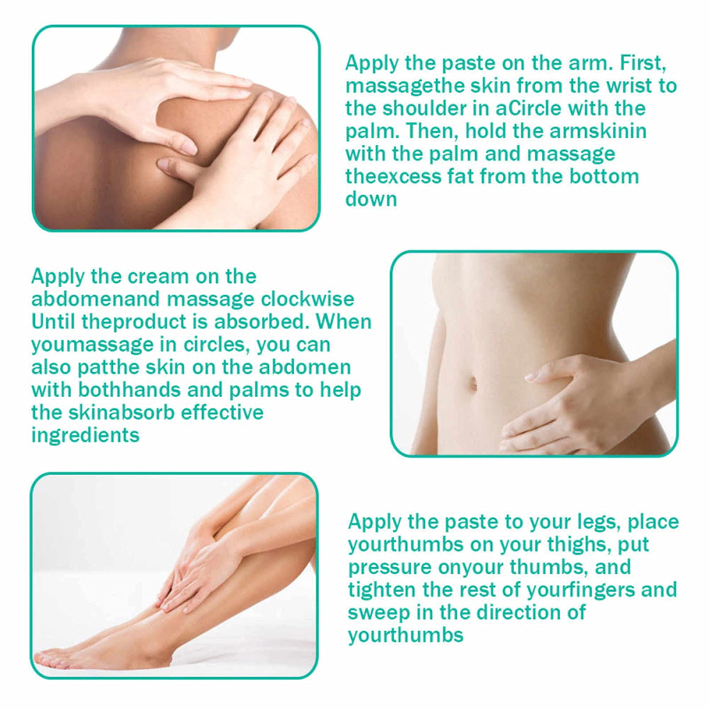 SURORAIN Slimming Cream massage action shows soothing warmth for relaxation and firming.