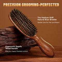 Suroseate boar bristles close-up for gentle detangling and oil distribution