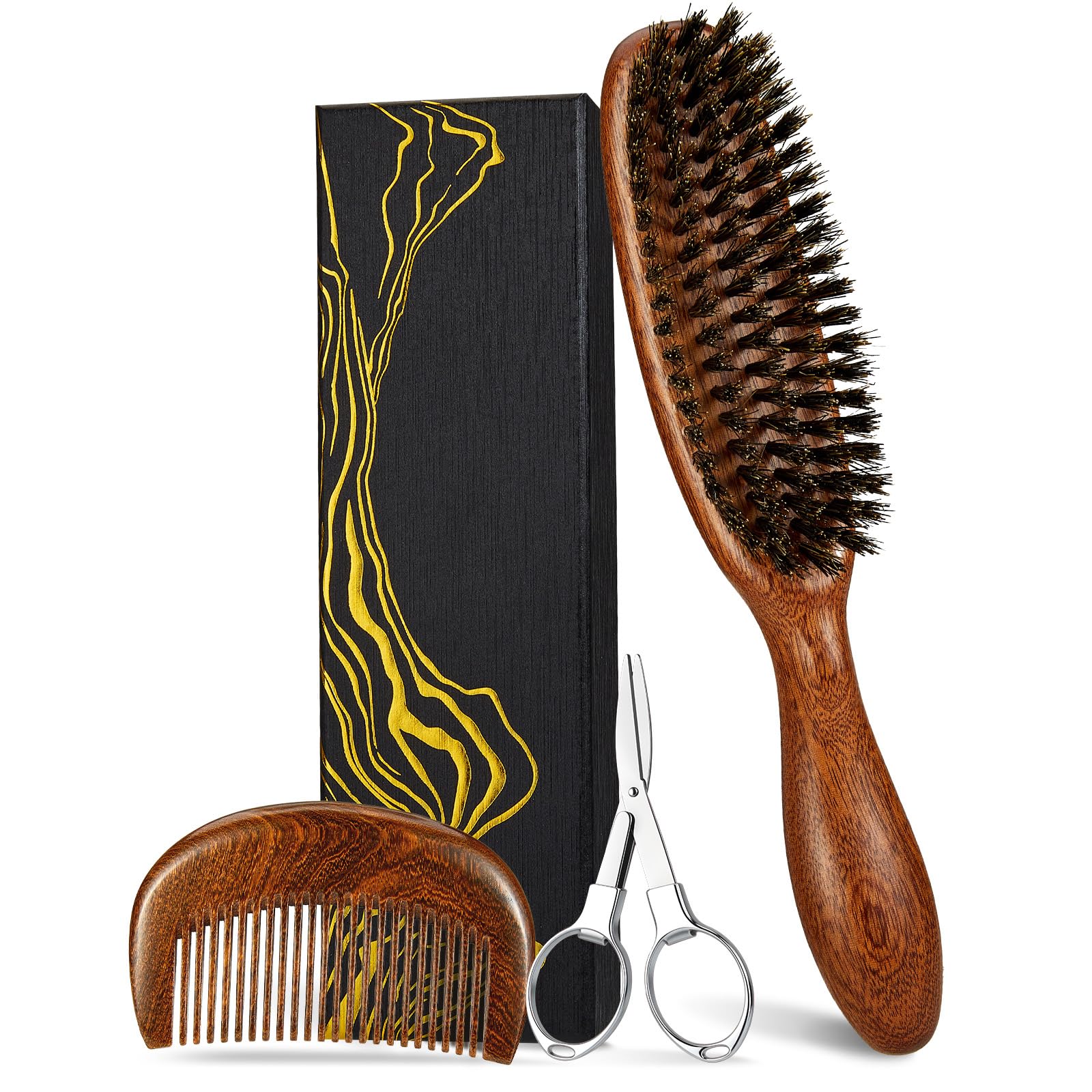 Suroseate brush close-up of wood handle for smooth detangling