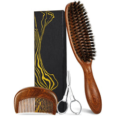Suroseate brush close-up of wood handle for smooth detangling