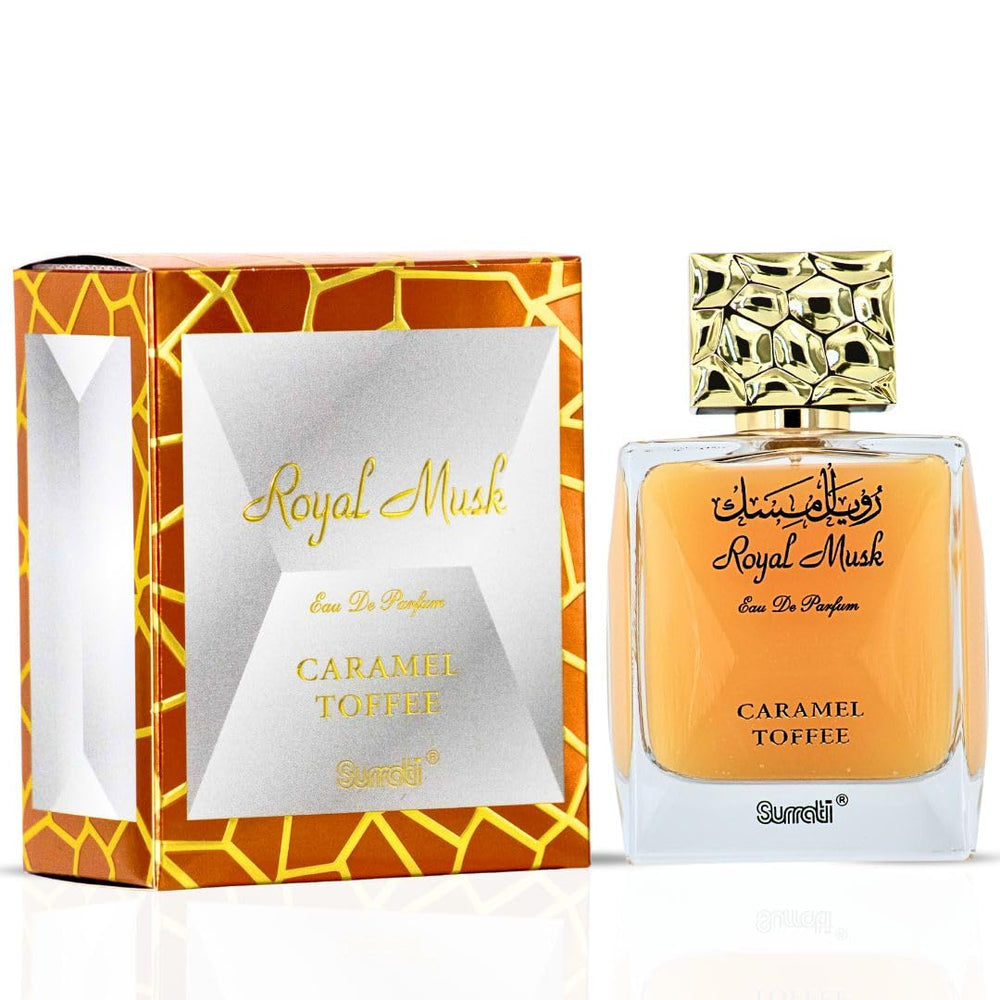 Surrati Royal Musk bottle front view with premium glass for daily luxury.