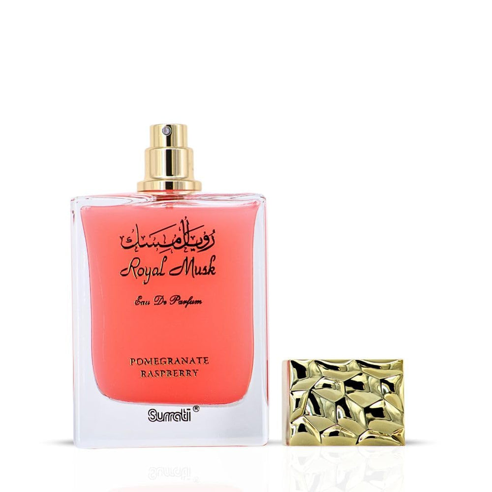 Surrati Royal Musk Pomegranate Raspberry worn at evening events.