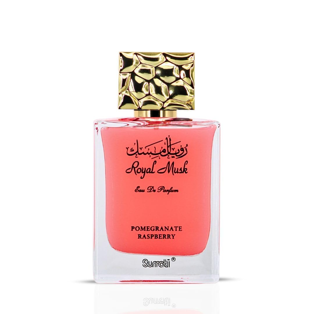 Surrati Royal Musk Pomegranate Raspberry packaging, premium presentation for gifting occasions.