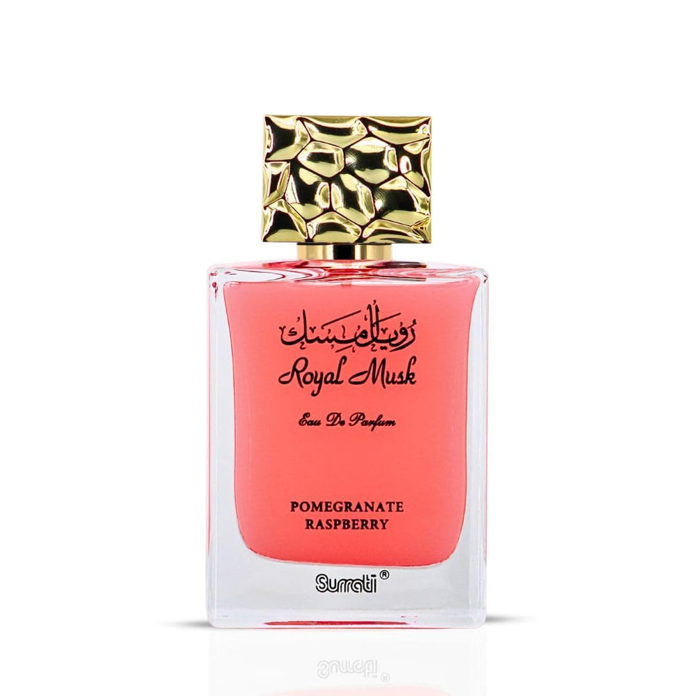 Surrati Royal Musk Pomegranate Raspberry packaging, premium presentation for gifting occasions.