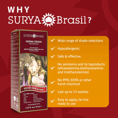 Person applying Surya Brasil Henna Cream to hair for color and conditioning