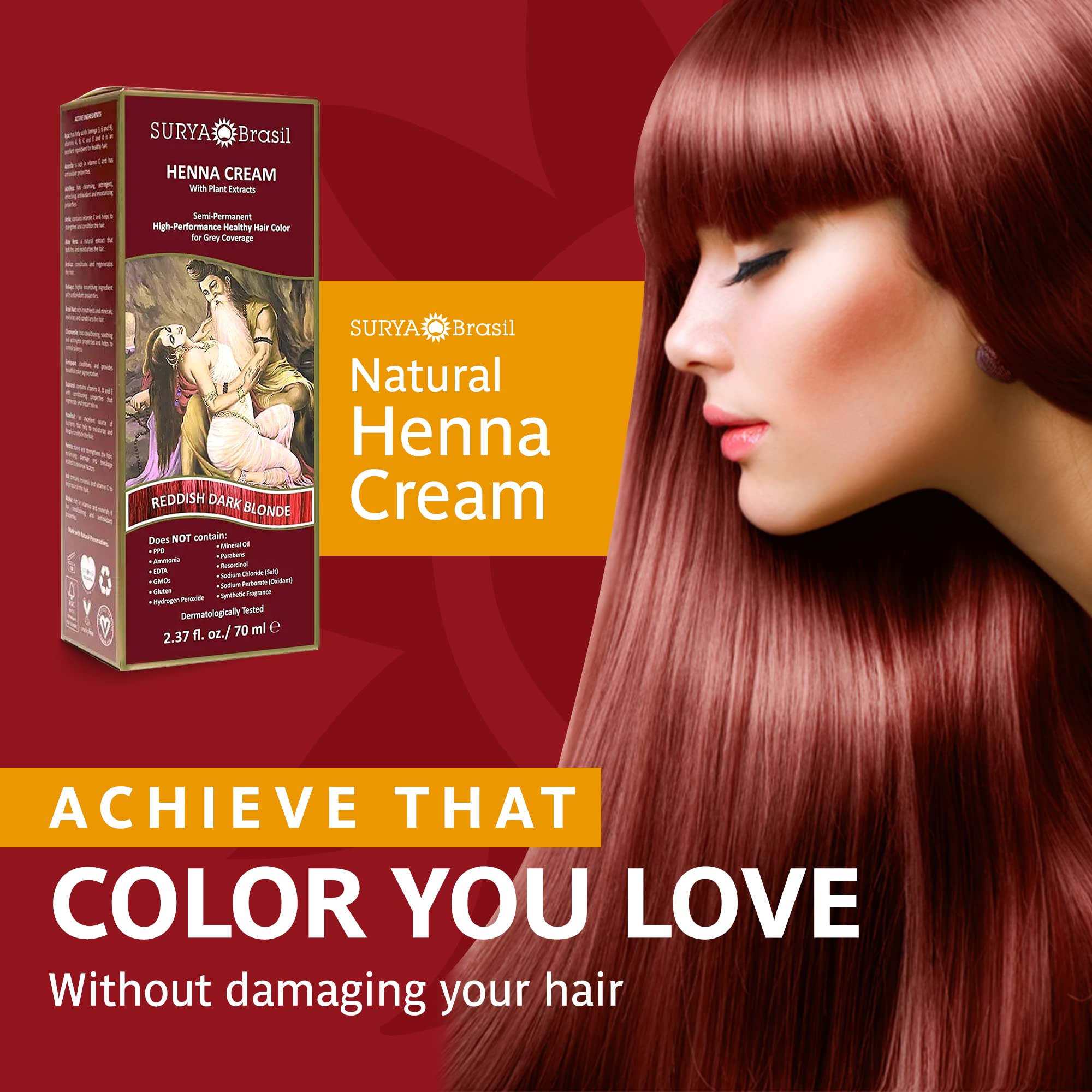 Closeup of gray coverage result using Surya Brasil Henna Cream on hair