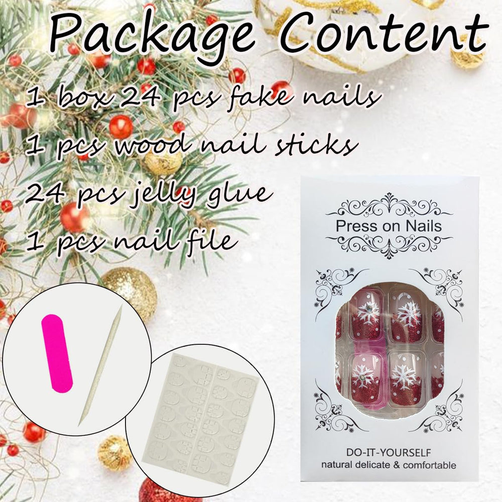 Sutaozhi snowflake rhinestones design adds seasonal flair to nails.