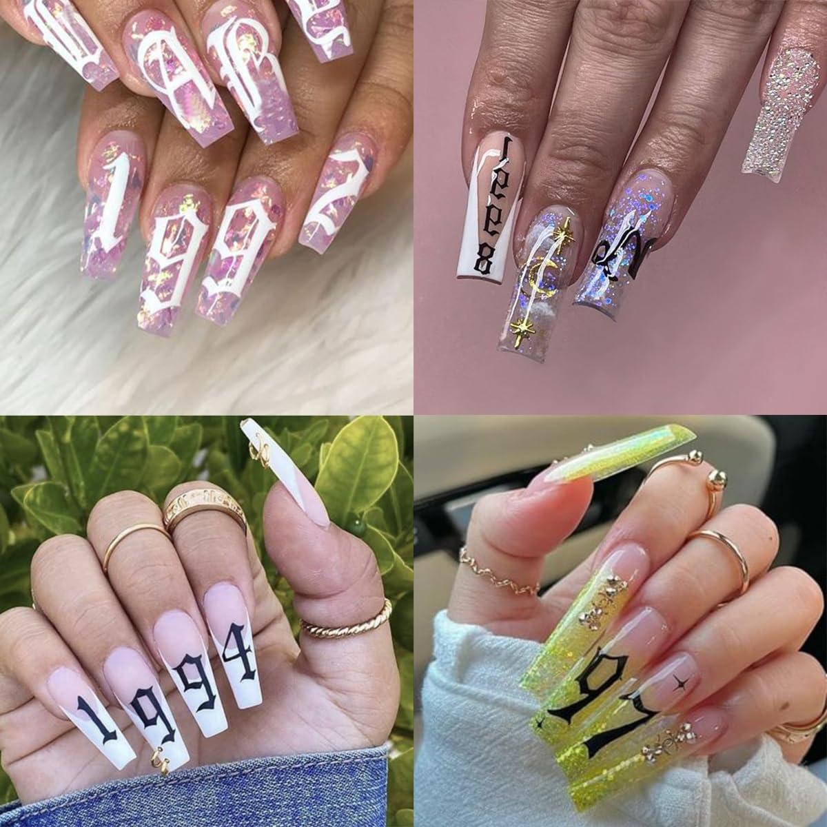 Sutaozhi number decals large and small for adaptable nail art.