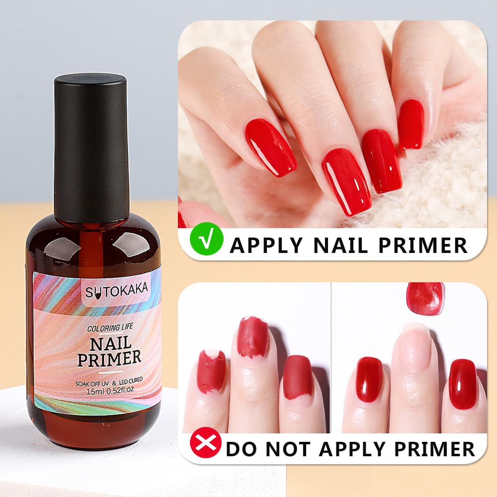 SUTOKAKA Acrylic powder application base shows how primer supports long-lasting results.