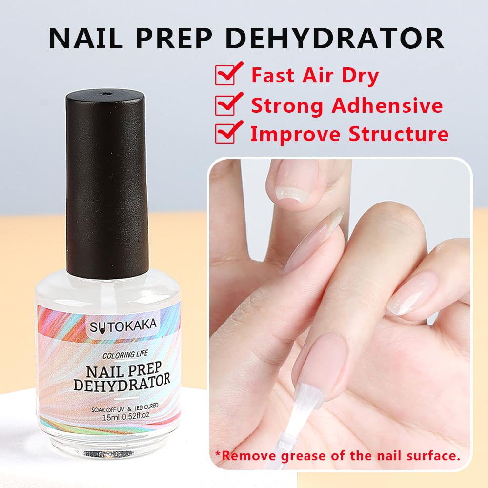 SUTOKAKA Gift box packaging showing two 15ml bottles for versatile manicure prep.