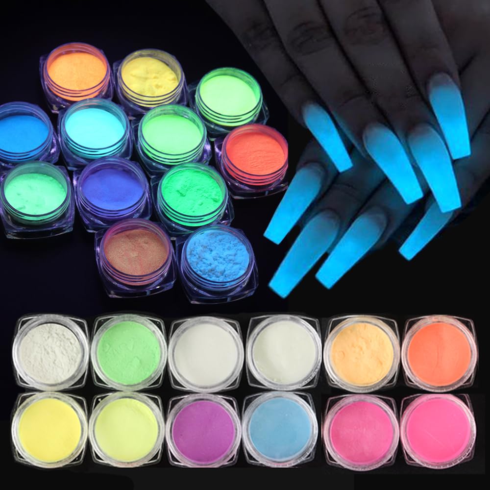SUTOKAKA glow powder blue for nail art that glows in the dark.