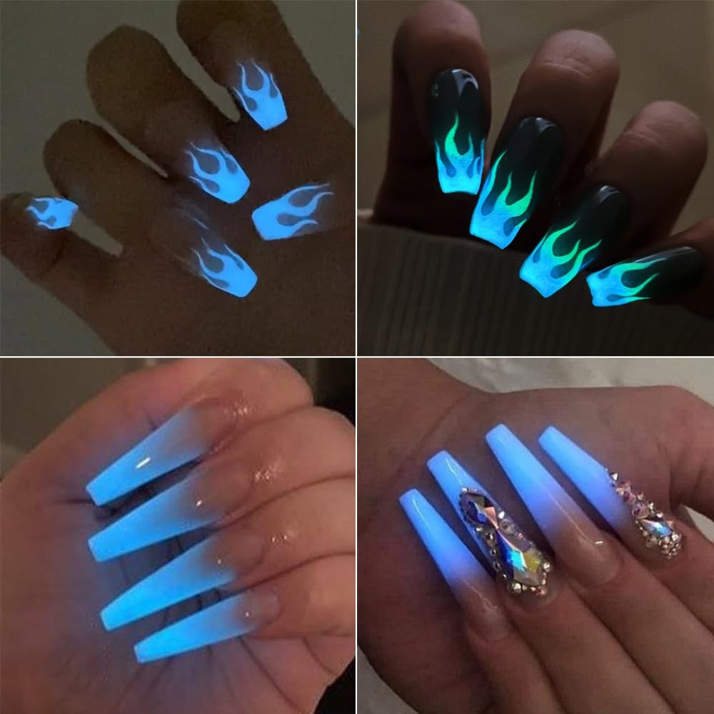 SUTOKAKA glow powder purple creates luminous nail accents for parties.