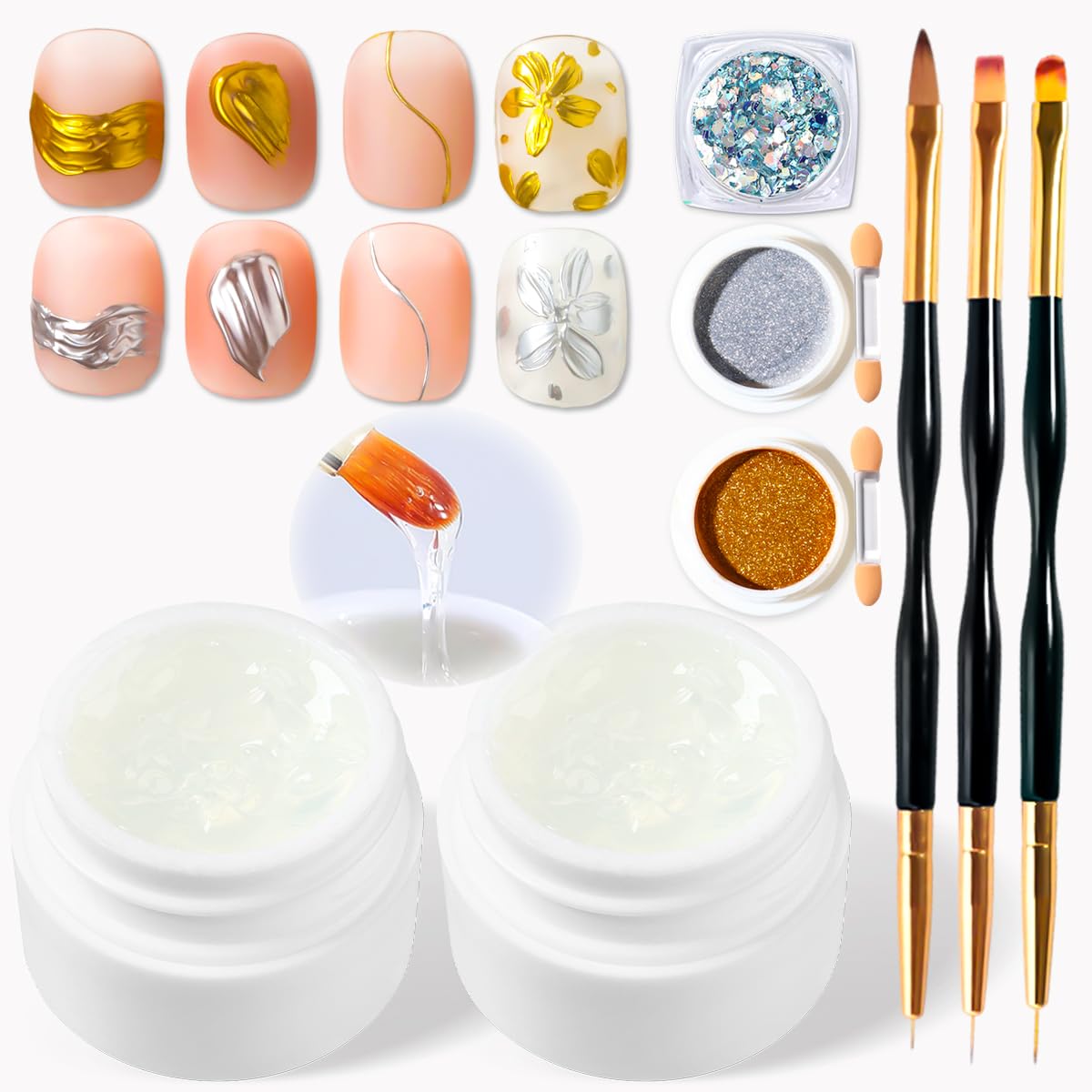 SUTOZMIWE 3D Nail Gel Kit package showing all contents for at home or studio use