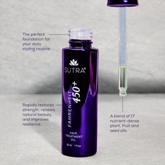SUTRA Fahrenheit 450+ hair application showing shine and smoothness.