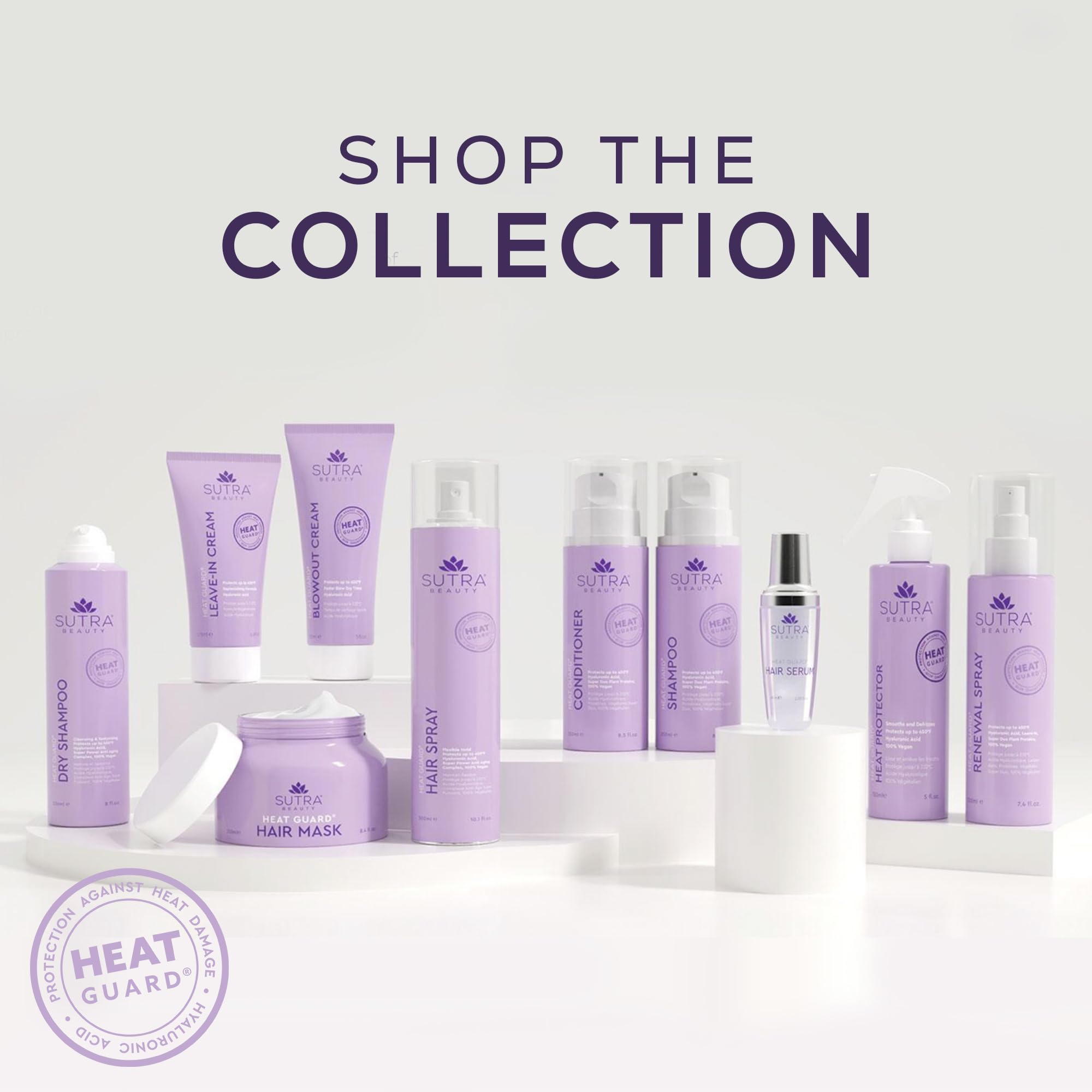 SUTRA Heat Guard Hair Mask displayed in a bathroom setup for at-home care.