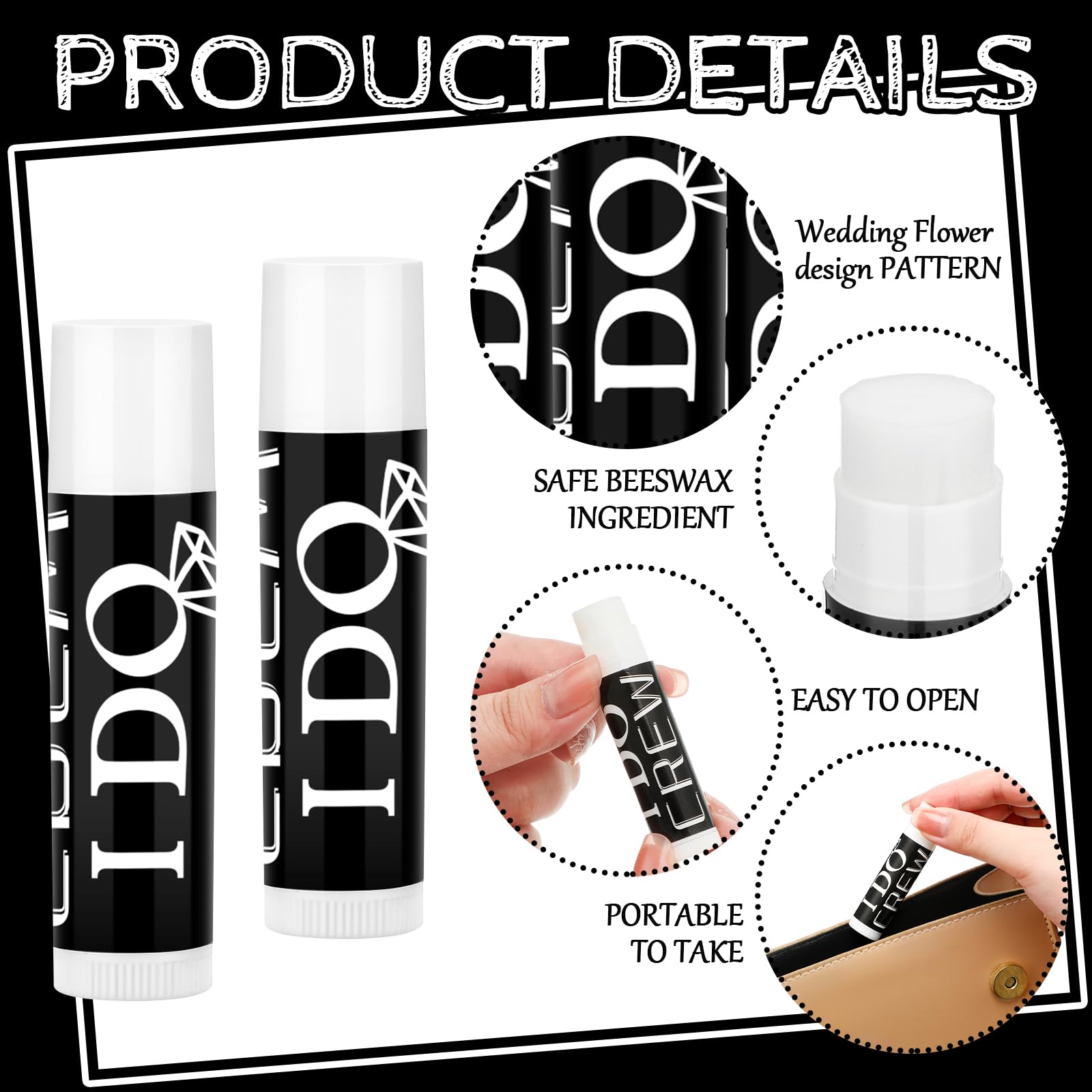 Suttmin lip balm with black and white wedding design for stylish party favors