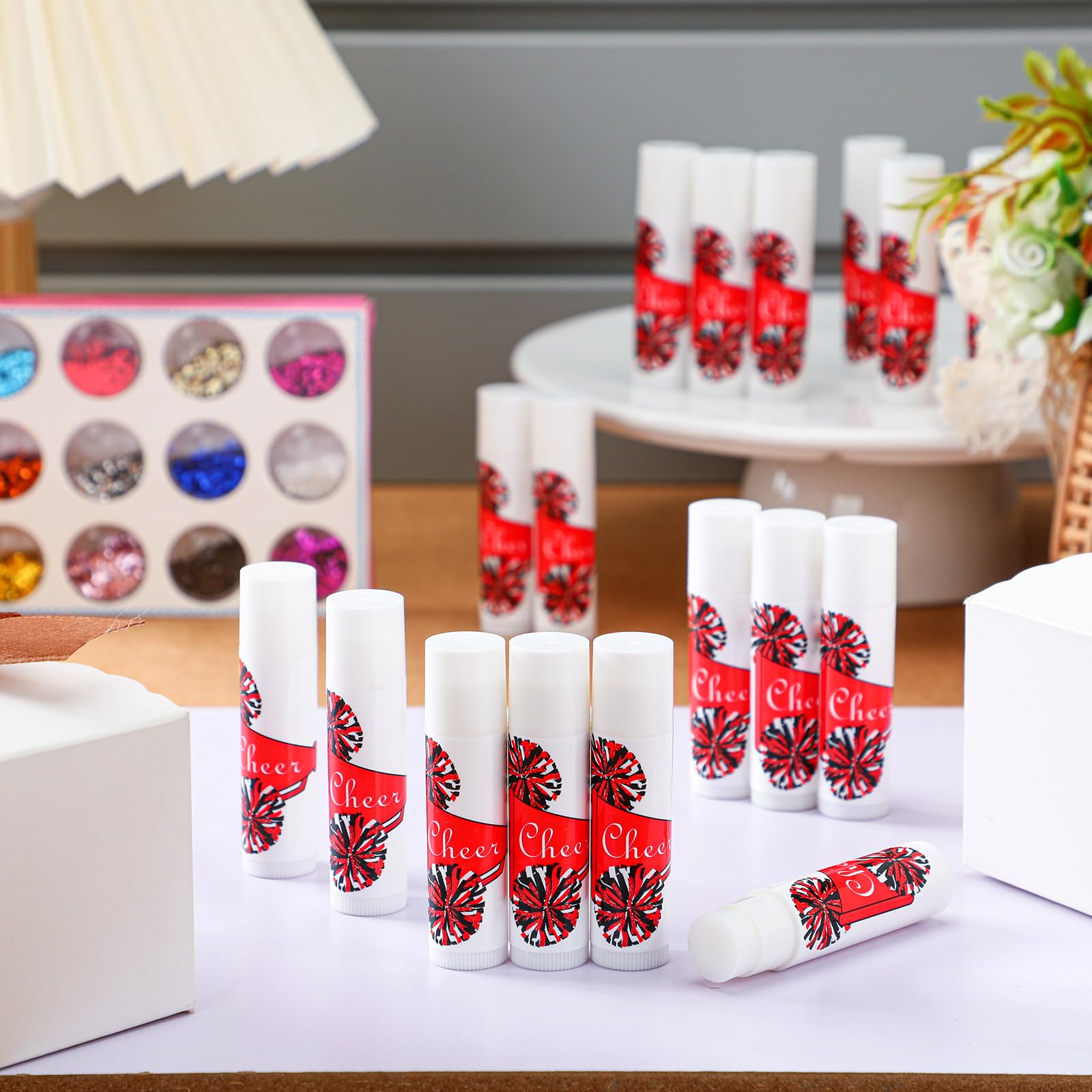Suttmin Cheer Lip Balm bulk pack of 24 tubes ready for events.