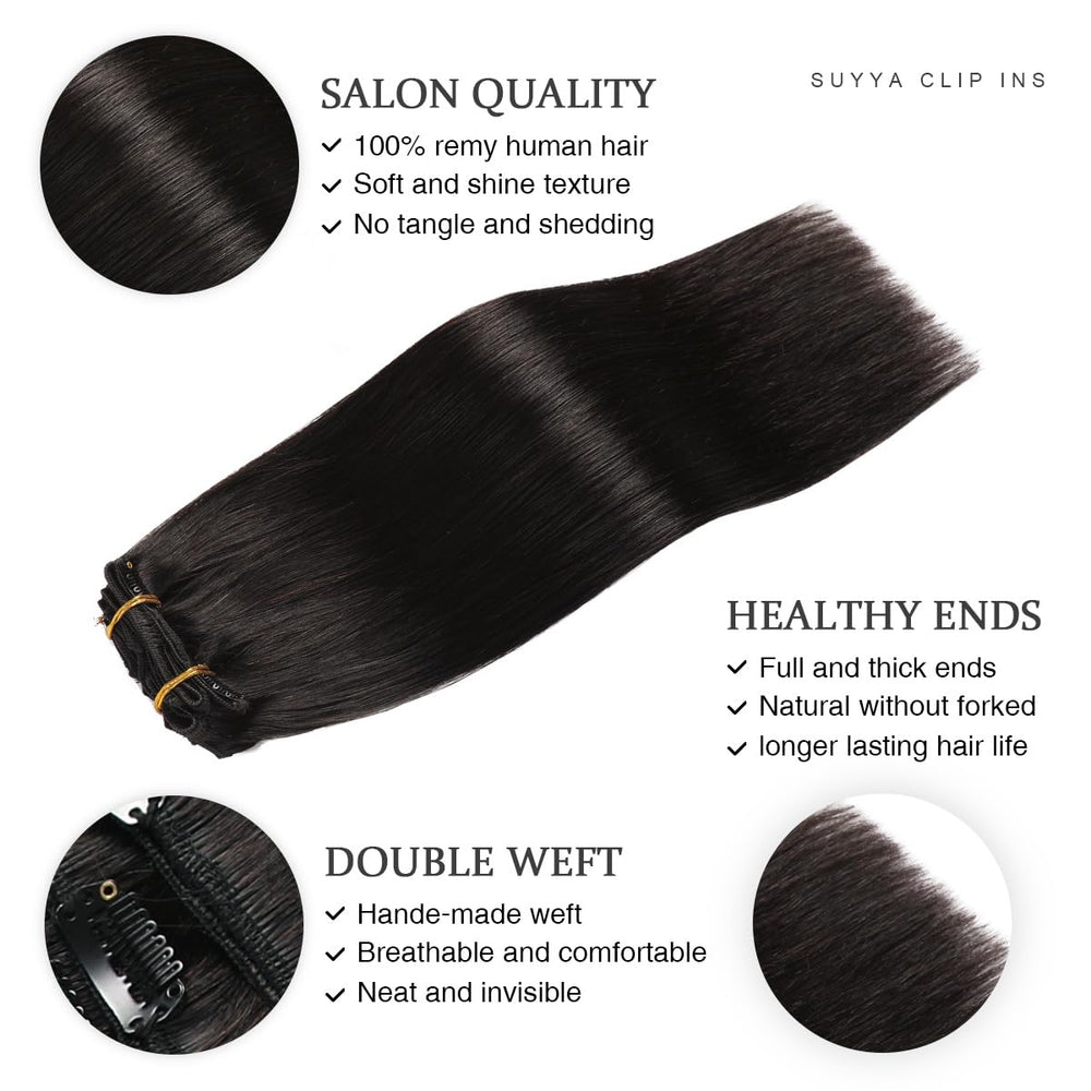 SUYYA natural black silky hair texture detail for a polished look