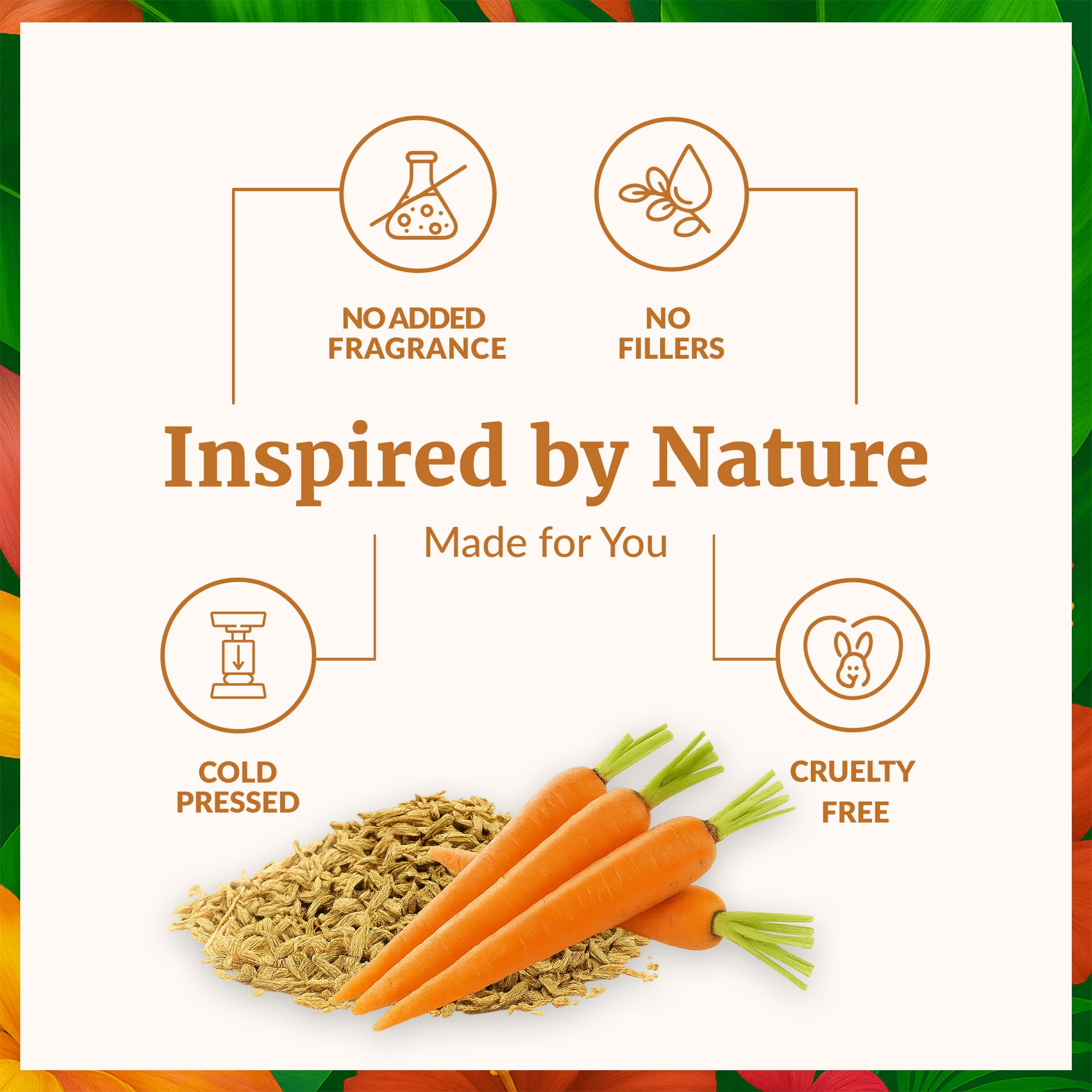 Label detail showing cold-pressed, natural oil.