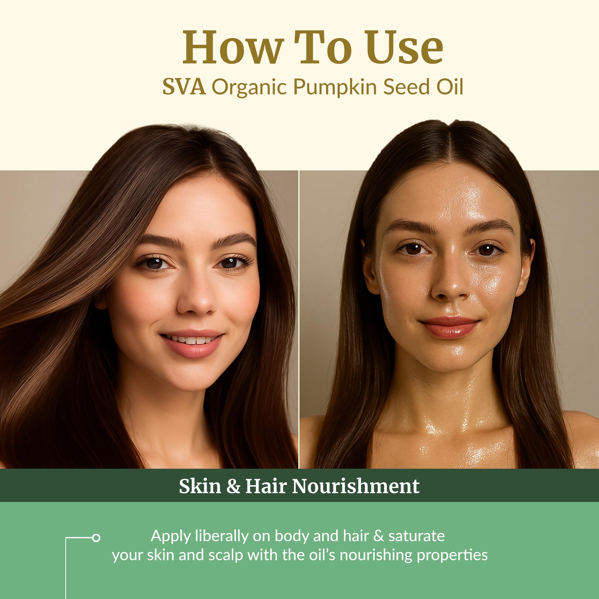 SVA Organics pumpkin seed oil on skin as a lightweight daily moisturizer