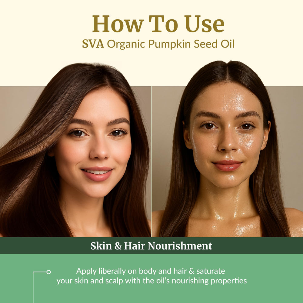 SVA Organics pumpkin seed oil on skin as a lightweight daily moisturizer
