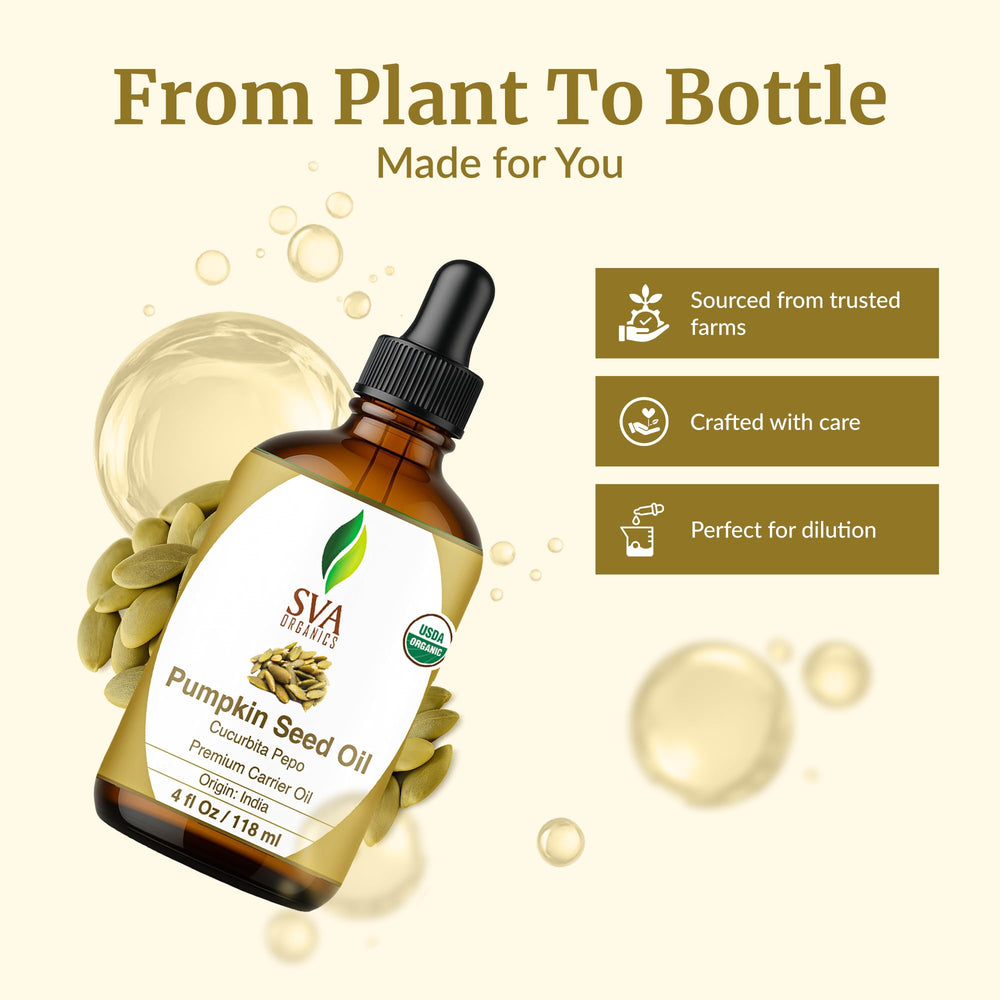SVA Organics pumpkin seed oil texture on skin suggesting softness and absorption