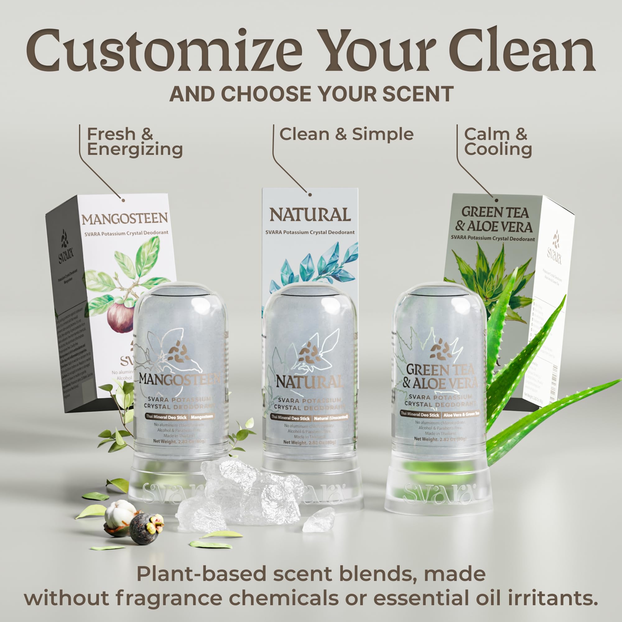 SVARA crystal deodorant surface glides smoothly on damp skin.