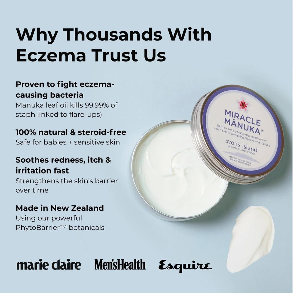 Texture close-up of the Miracle Manuka Cream showing creamy consistency.
