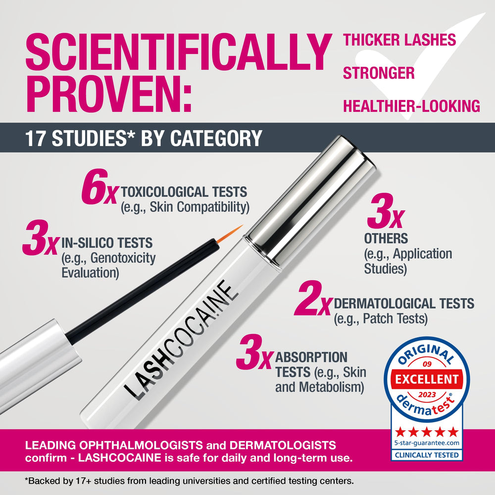 LASHCOCA!NE packaging highlighting vegan and German-made quality.