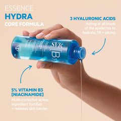 SVR B3 Hydra Face Essence on skin in soothing application.