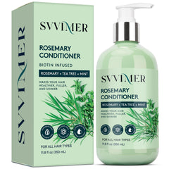 Svvimer rosemary conditioner bottle, showing a nourishing formula for damaged hair