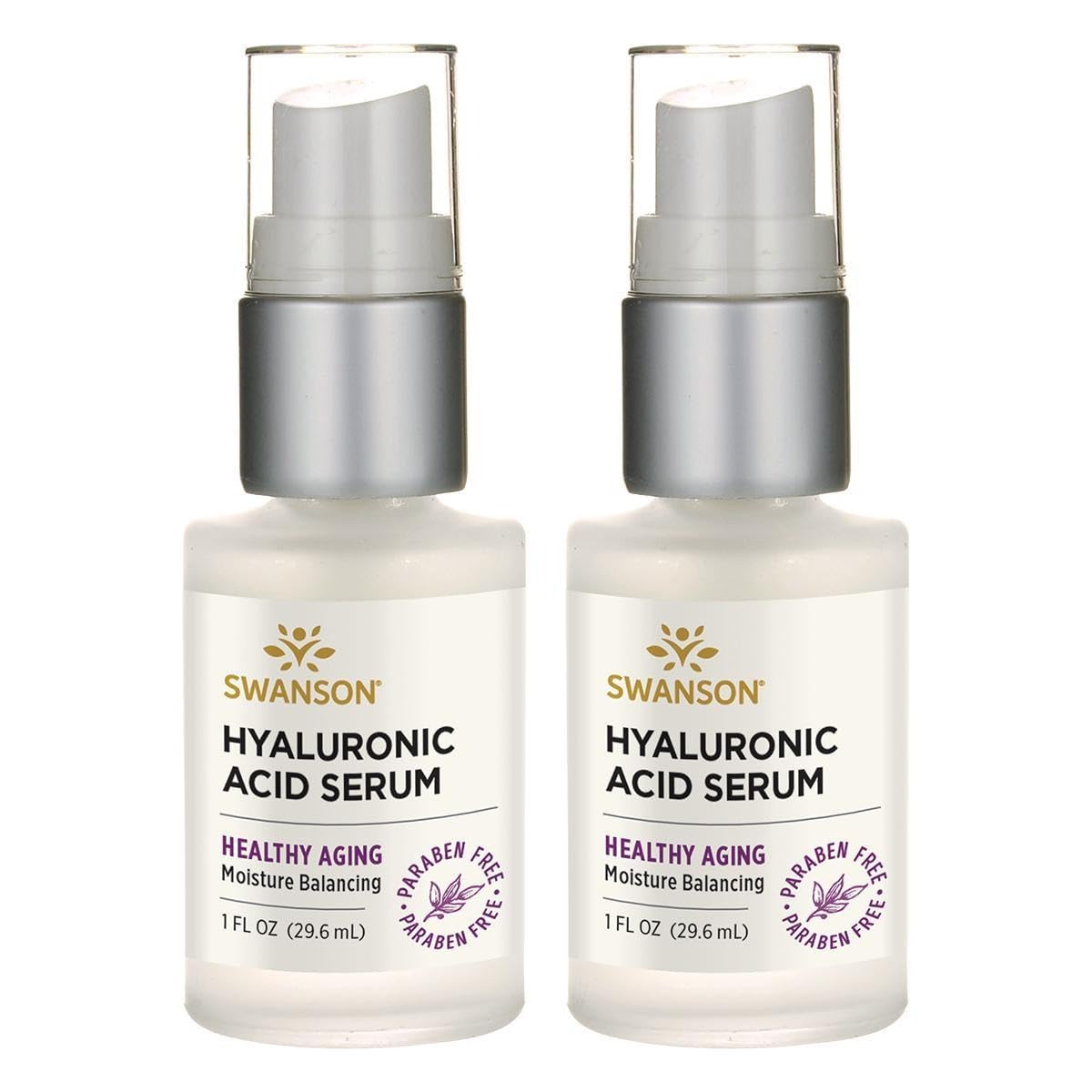 Swanson Hyaluronic Acid Serum bottle, lightweight hydration for daily skincare