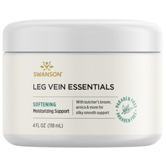 Swanson Leg Vein Essentials Cream bottle close-up for smooth leg comfort.