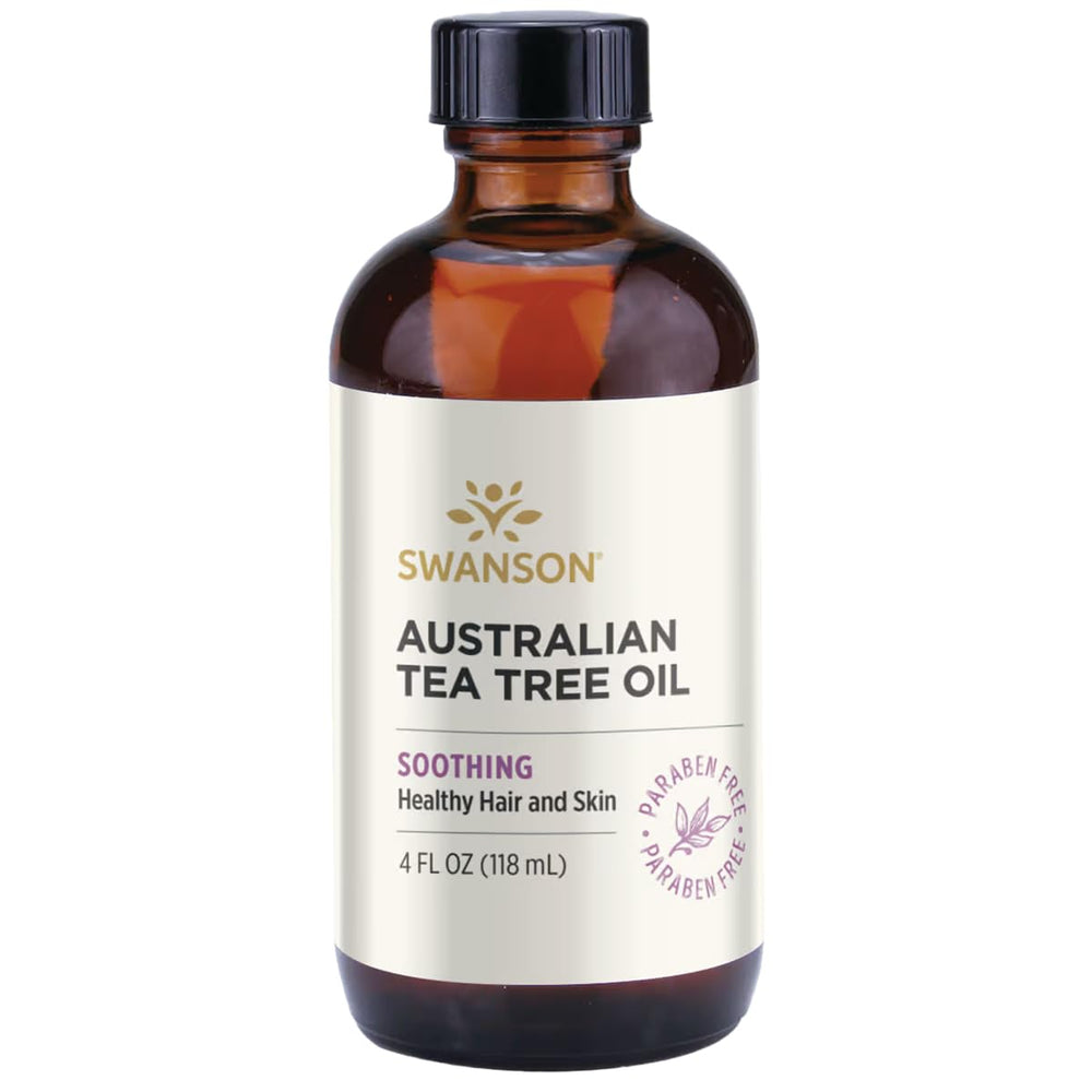 Swanson Tea Tree Oil bottle for versatile topical care and blends.