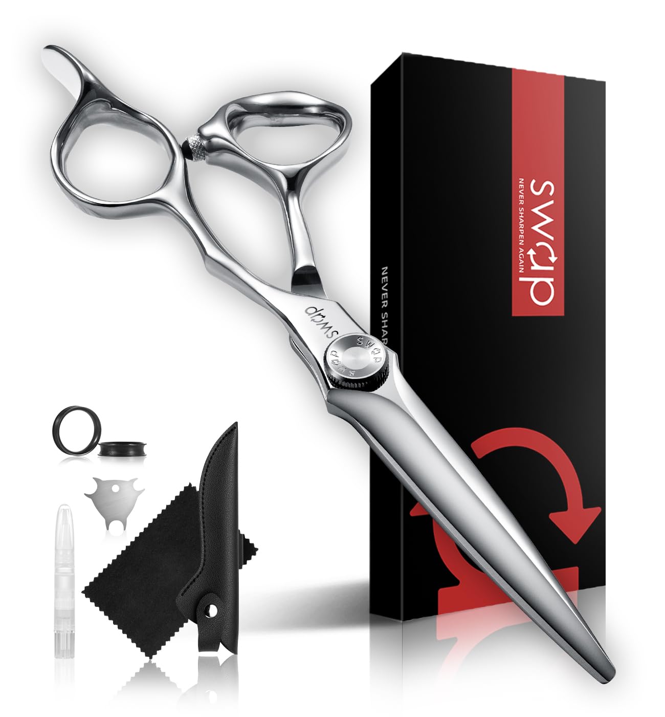SWAP professional hair cutting scissors 6.0-inch blade closeup for precise, smooth cuts.
