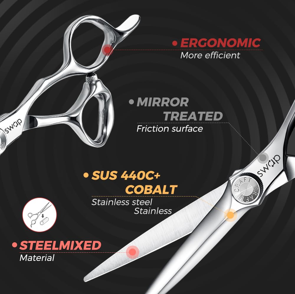 SWAP sharp-edge blades with shock-absorbing pivot reduce noise and wear.