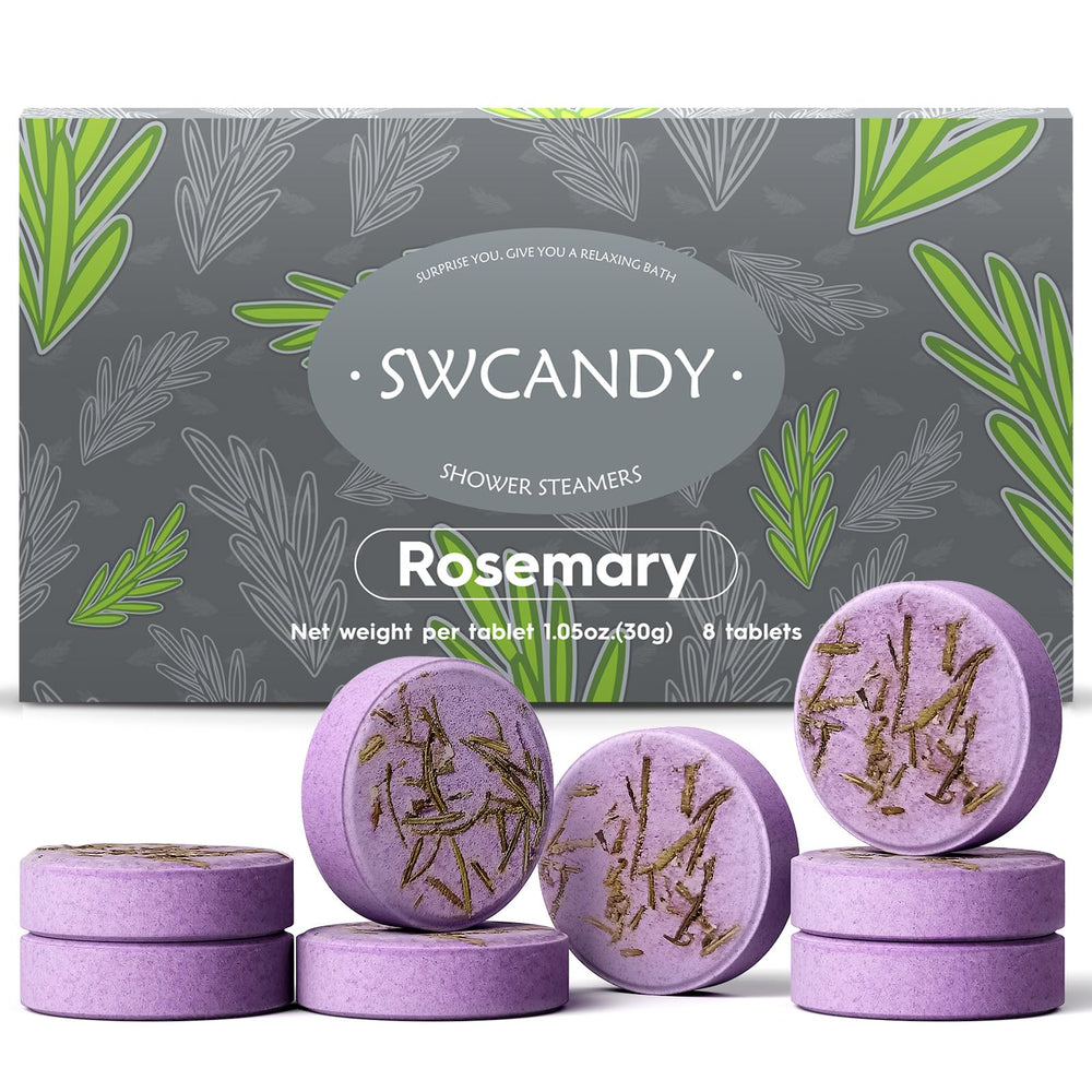 SWCANDY rosemary shower steamer packaged for gifting and self-care