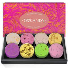 SWCANDY shower steamers packaging with gift-ready presentation.