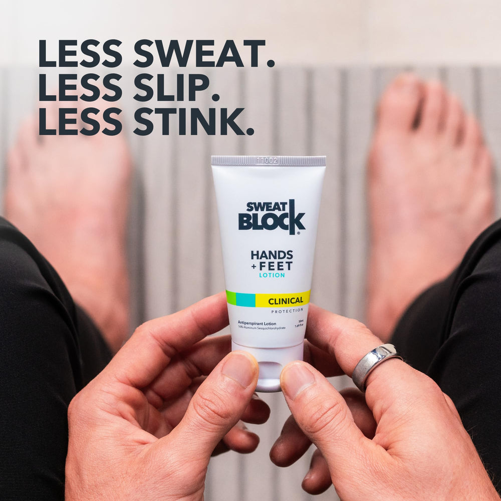 SweatBlock aloe-vitamin-e moisturizing formula for skin comfort.