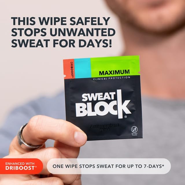 SweatBlock Wipes application action demonstrates easy nightly use.