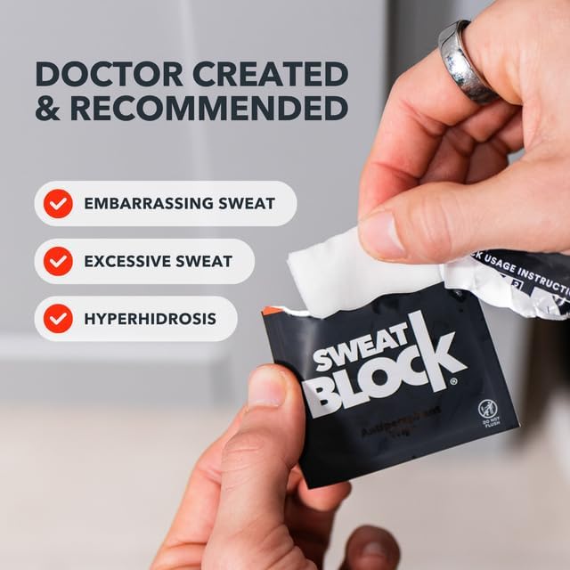 SweatBlock underarm area close-up highlights dryness and comfort.