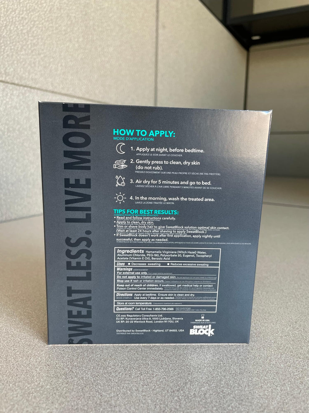 Evening use of SweatBlock wipes to stay dry overnight.