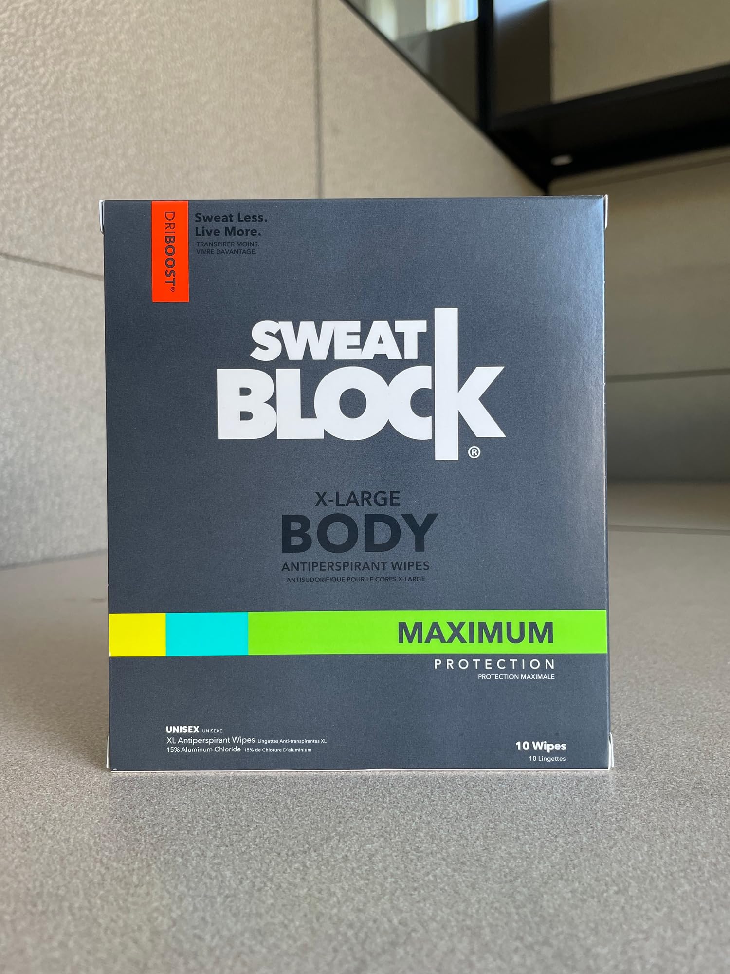 Unscented SweatBlock pack highlighting fragrance-free protection.