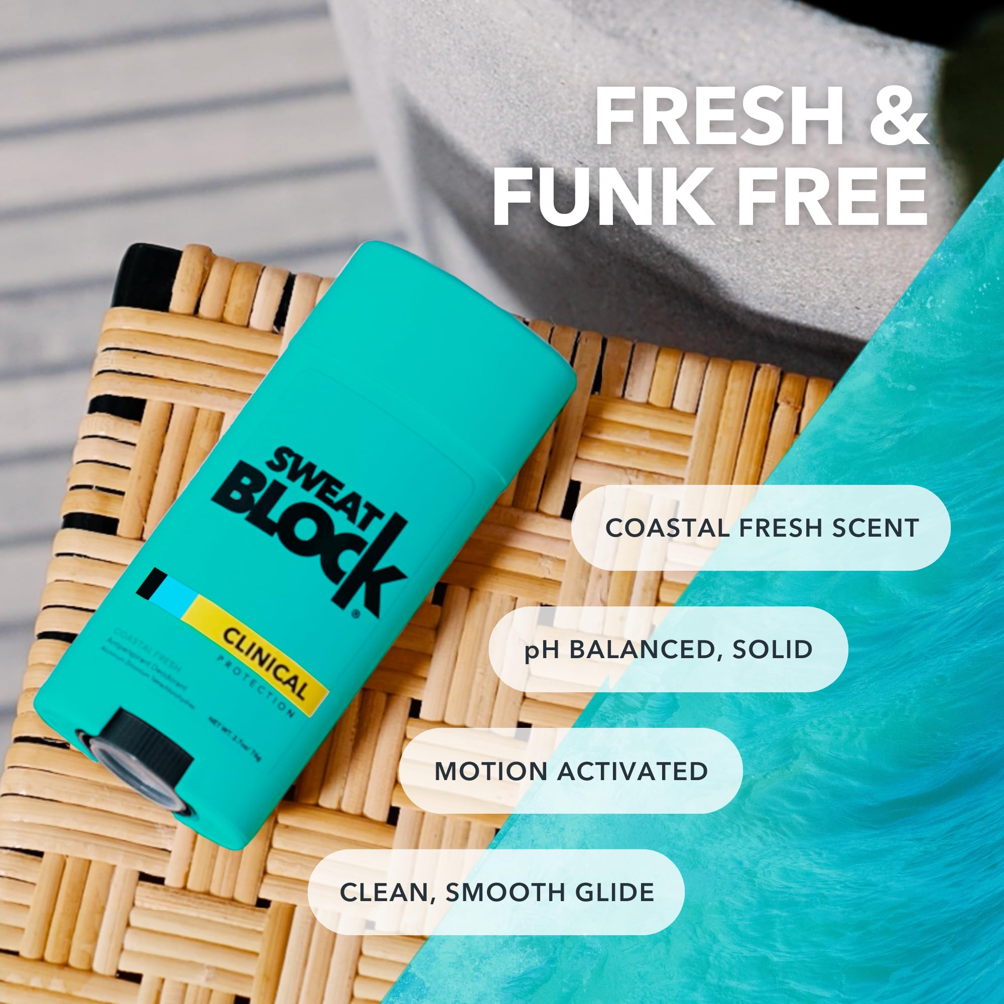 Lifestyle shot of SweatBlock in daily routine at work or gym.