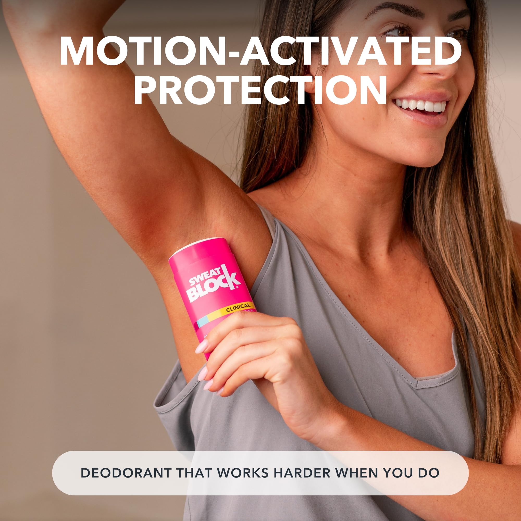 Ingredients label on SweatBlock deodorant emphasizing clean formulation.
