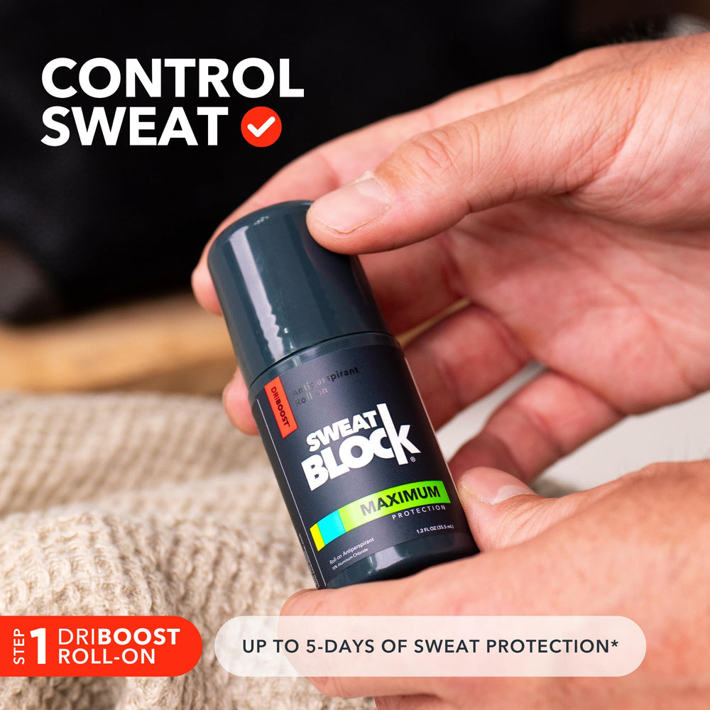 SweatBlock Driboost antiperspirant roll-on close-up for strong sweat defense