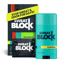 SweatBlock Driboost wipes close-up for maximum sweat defense.