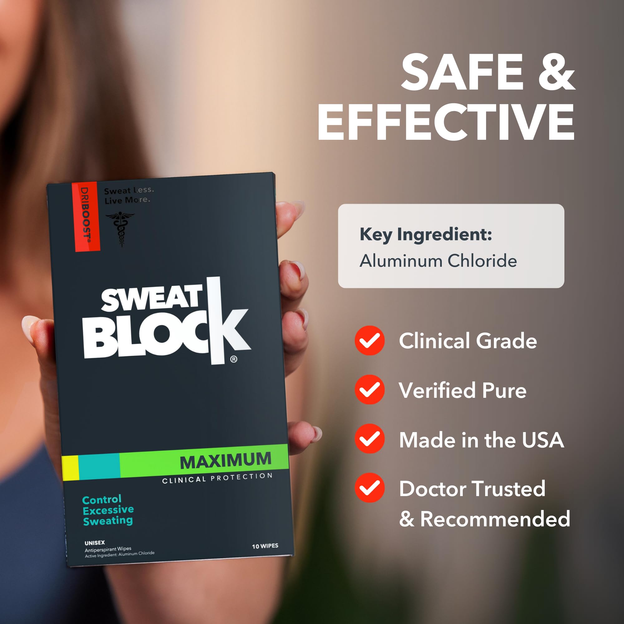 Packaging with clinical-strength protection icons.