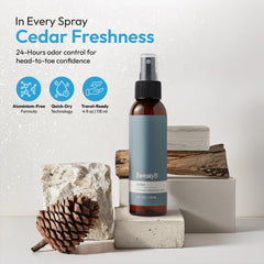 SweatyB cedarwood spray application showing quick, invisible refresh after workouts