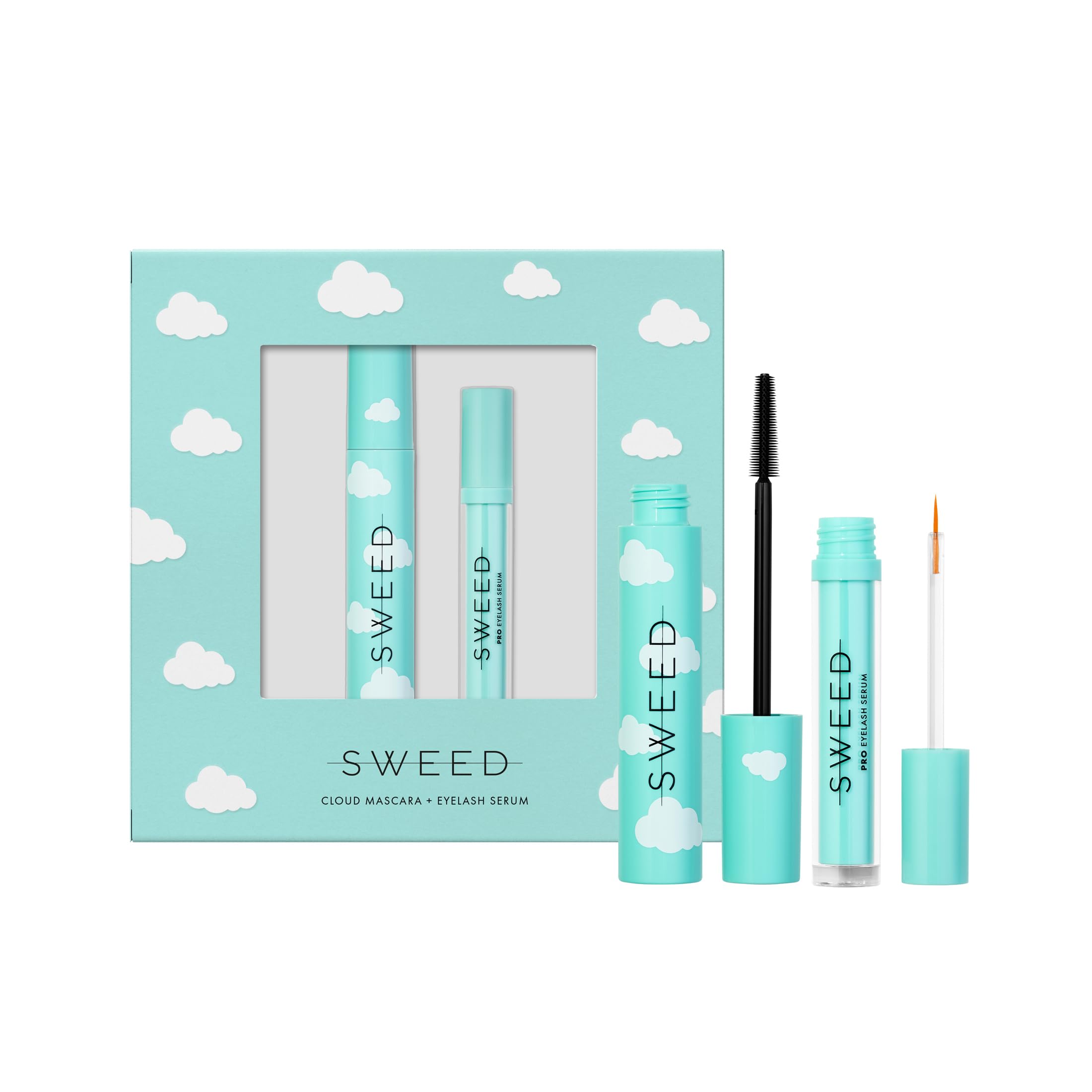 SWEED Eyelash Serum bottle shown with nourishing formula for fuller lashes.